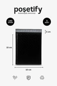 POŞETİFY Balonlu Siyah Kargo Poşeti 10x15+5 cm | 140 gr Bantlı Patpatlı Kargo Poşeti | 5’li E-Ticaret Poşeti thumbnail 1