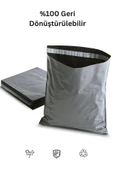 POŞETİFY Cepsiz Kargo Poşeti 50X60+5 cm | 200 Adet | E-Ticaret Poşeti | Gri | Yapışkan Bantlı Kargo Zarfı thumbnail 6