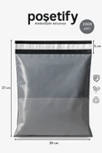 POŞETİFY Gri Cepli Kargo Poşeti 30X37+5 cm 2000 Adet E-Ticaret Poşeti | Yapışkan Bantlı Kargo Zarfı thumbnail 1