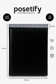 POŞETİFY Balonlu Siyah Kargo Poşeti 10x15+5 cm | 140 gr Bantlı Patpatlı Kargo Poşeti | 20’li E-Ticaret Poşeti thumbnail 1