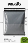 POŞETİFY Cepli Kargo Poşeti 40x50x5 cm | 5000 Adet | E-Ticaret Poşeti | Gri | Yapışkan Bantlı Kargo Zarfı thumbnail 1