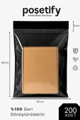 POŞETİFY Tek Tarafı Şeffaf Kargo Poşeti 30X38X5 cm | 200 Adet | Siyah | Yapışkan Bantlı E-Ticaret Poşeti thumbnail 1