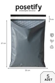 POŞETİFY Balonlu Gri Kargo Poşeti 30X37+5 cm | 5 Adet | Bantlı Patpatlı Kargo Poşeti | Balonlu Naylon Torba thumbnail 1