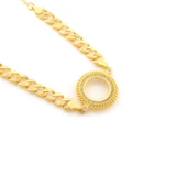 Yarım Altın Çerçeve Bileklik Çelik Altın Kaplama İşlemeli Figaro Model BLK-1102 thumbnail 1