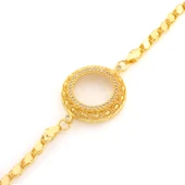 Yarım Altın Çerçeve Bileklik Çelik Altın Kaplama İşlemeli Arpa Model BLK-1089 thumbnail 2