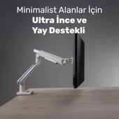 NPO STD49012UW Elysium 17"-32" Ultra Slim Alüminyum 2xUSB Amortisörlü VESA Tekli Monitör Tutucu thumbnail 3