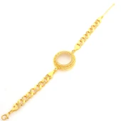 Yarım Altın Çerçeve Bileklik Çelik Altın Kaplama İşlemeli Figaro Model BLK-1107 thumbnail 4