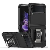 Nettech Samsung Galaxy Z Flip 4 Uyumlu Armour Yüzüklü Seri Arka Koruma Kılıf NT-100737 thumbnail 1