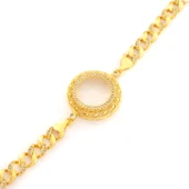 Yarım Altın Çerçeve Bileklik Çelik Altın Kaplama İşlemeli Figaro Model BLK-1107 thumbnail 3