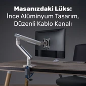 NPO STD49012UW Elysium 17"-32" Ultra Slim Alüminyum 2xUSB Amortisörlü VESA Tekli Monitör Tutucu thumbnail 2