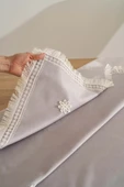 Silvio Gri Güpür Çiçekli Masa Örtüsü 160x220 cm thumbnail 6