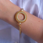 Yarım Altın Çerçeve Bileklik Çelik Altın Kaplama Burgu Model BLK-1079 thumbnail 2