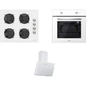 Luno Ekonomik Beyaz Ankastre Cam Set (L335W01 + L D34 W02662 + F6501W02) thumbnail 1