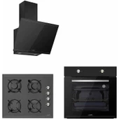 Luno Silverline Luno Siyah Cam Ankastre Set 3481 - CS5335B01 - BO6501B01 thumbnail 1