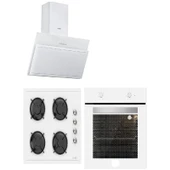 Silverline Luno F6501W04 - LC5335W01 - 3462 Beyaz Cam Ankastre Set thumbnail 1