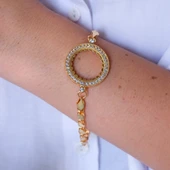 Yarım Altın Çerçeve Bileklik Çelik Altın Kaplama Arpa Model BLK-1104 thumbnail 2