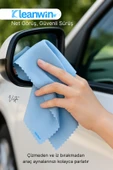 Kleanwin Vista Mavi Mikrofiber Cam Bezi 40x40 cm 200 GSM – Araba ve Ev Cam Temizlik Bezi thumbnail 2