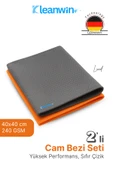 Kleanwin 2’li 40x40Cm Lucid Mikrofiber Araba Cam Bezi Seti – Gri ve Turuncu, İz Bırakmaz Cam Silme Bezi thumbnail 1