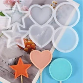 Silikon Çok Şekilli Lolipop Kalıbı (Yıldız, Yuvarlak, Daire) - Şeker & Çikolata Kalıbı thumbnail 4