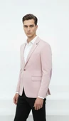 Plus Scorpion Açık Pembe Erkek İtalyan Kesim Blazer Ceket – Kol Yamali, Slim Fit, Şık ve Modern Tasarım thumbnail 2