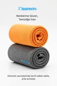 Kleanwin Lucid 2'li Mikrofiber Cam Bezi Seti 50x70 cm 240 GSM | Turuncu ve Gri - Cam Silme ve Kurulama Bezi thumbnail 5