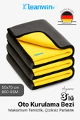 Kleanwin AquaMax 3’lü Set 50x70 cm Mikrofiber 800 GSM Oto Kurulama Havlusu – Çift Katlı Ultra Emici Havlu thumbnail 1