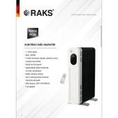 Raks Elektrikli Yağlı Radyatör Perge Plus 2300 Watt Kumandalı thumbnail 2