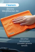 Kleanwin Lucid 2'li Mikrofiber Cam Bezi Seti 50x70 cm 240 GSM | Turuncu ve Gri - Cam Silme ve Kurulama Bezi thumbnail 8
