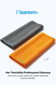Kleanwin 2’li 40x40Cm Lucid Mikrofiber Araba Cam Bezi Seti – Gri ve Turuncu, İz Bırakmaz Cam Silme Bezi thumbnail 3