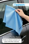 Kleanwin Vista 2’li Mikrofiber Cam Bezi Seti 50x70 cm, 200 GSM | Açık Mavi Renk Araç ve Ev Cam Temizlik Bezi thumbnail 4