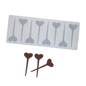 Silikon Kalp Şeklinde Kek Pasta Süsleme Çubuğu Kalıbı 8 Li thumbnail 1