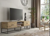 LENDA Laturo 2 Çekmeceli Metal Ayaklı Raflı Tv Sehpası - Atlantik Çam - 1