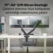 NPO STD46024E Airgrip 17"-32" Ergonomik 360° Amortisörlü VESA Çift Kol Monitör Tutucu thumbnail 3