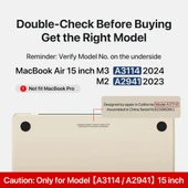 Apple Macbook Air 15inç M2/M3 A2941 A3114 Kılıf Synthetic İpeksi Deri Standlı Havalandırmalı Kapak 2023 2024 thumbnail 5