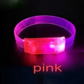 3 Modlu Pilli LED Işıklı Esnek Parti Bilekliği Pembe thumbnail 2