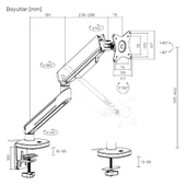 NPO STD54012HLW Elysium 27"-45" Profesyonel Gaming RGB Amortisörlü VESA Tek Kol Monitör Tutucu thumbnail 7