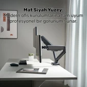 NPO STD46024E Airgrip 17"-32" Ergonomik 360° Amortisörlü VESA Çift Kol Monitör Tutucu thumbnail 2