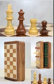 Özel Vernikli Mıknatıs Taşlı Ahşap Katlanabilir Kutulu Satranç Oyunu 12.5 Cm thumbnail 1