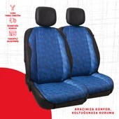 Mavi Dört Çizgili Jakar Dokuma thumbnail 1