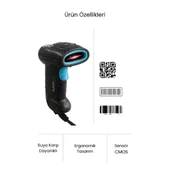 USB Kablolu 1D/2D Barkod & Karekod Okuyucu thumbnail 3