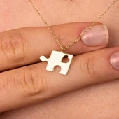 Altın Kolye - Kalpli Puzzle 14 Ayar Altın Kolye - 6
