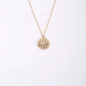 Altın Kolye - Aşk Pusulası Tarz Taşlı Modern Tasarım 14 Ayar Altın Kolye - Aşk Pusulası Şans Kolyesi - 6