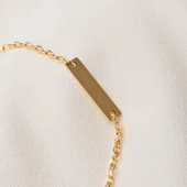 Altın Bileklik - Kişileştirelebilir Harf-İsim Yazılabilir 3 Plaka 14 Ayar Altın Bileklik - 4