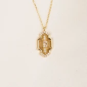 Altın Kolye - Baget Taşlı Şık Tasarım 14 Ayar Altın Kolye - 8