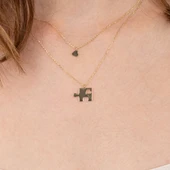 Altın Kolye - Kalpli Puzzle 14 Ayar Altın Kolye - 2