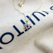 Altın Kolye - Ortası Yakut Taşlı Çiçek 14 Ayar Altın Kolye - 5