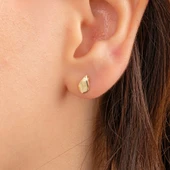 Altın Küpe - 14 Ayar Altın Minimal Damla Figürlü Küpe - 1