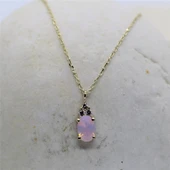 Altın Kolye - 0,60 CT Pembe Quarz 0,10 CT Pırlanta(Sıgnty) Taşlı Modern Tasarım Altın Kolye thumbnail 8