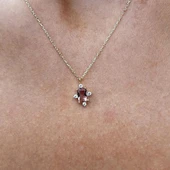 Altın Kolye - 1.25 CT Zultanit 0.25 CT Swarovski Taşlı Dikdörtgen Tasarım 14 Ayar Altın Kolye thumbnail 3