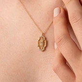 Altın Kolye - Baget Taşlı Şık Tasarım 14 Ayar Altın Kolye - 4